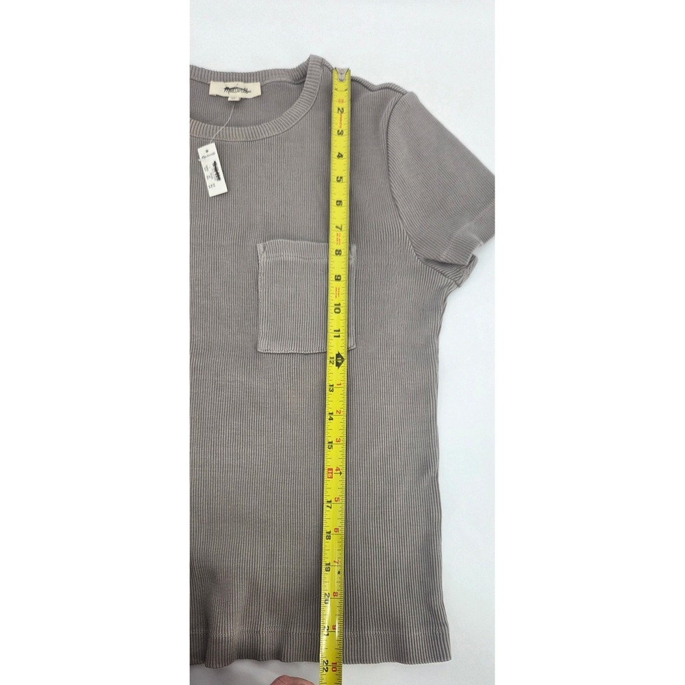 NWT Madewell Garment-Dyed Ribbed Crewneck Pocket Tee Large Burnished Grey - Picture 9 of 11